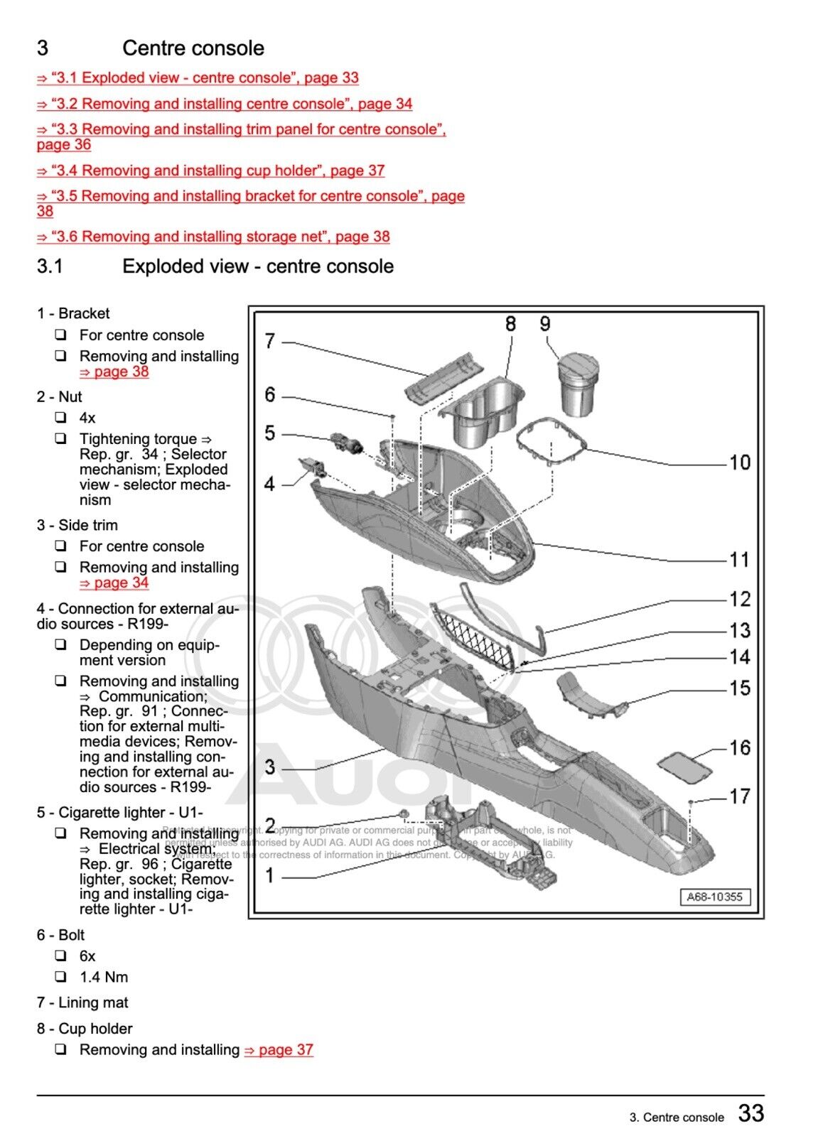 Audi A1 (8X) 2010-2018 workshop manual repair manual