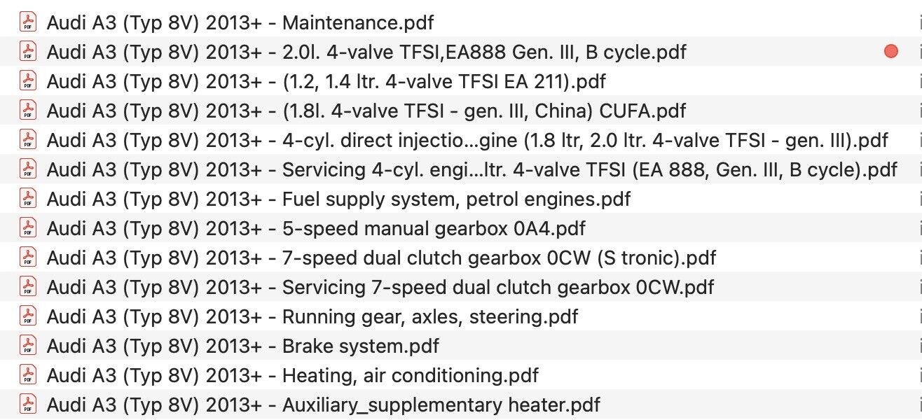 Audi A3 (8V) 2013-2020 repair manual