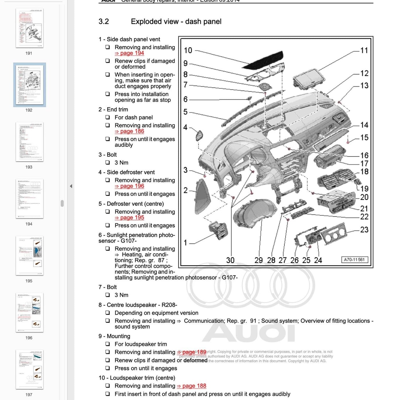 Audi Q3 (U86) 2011-2018 manuale riparazione