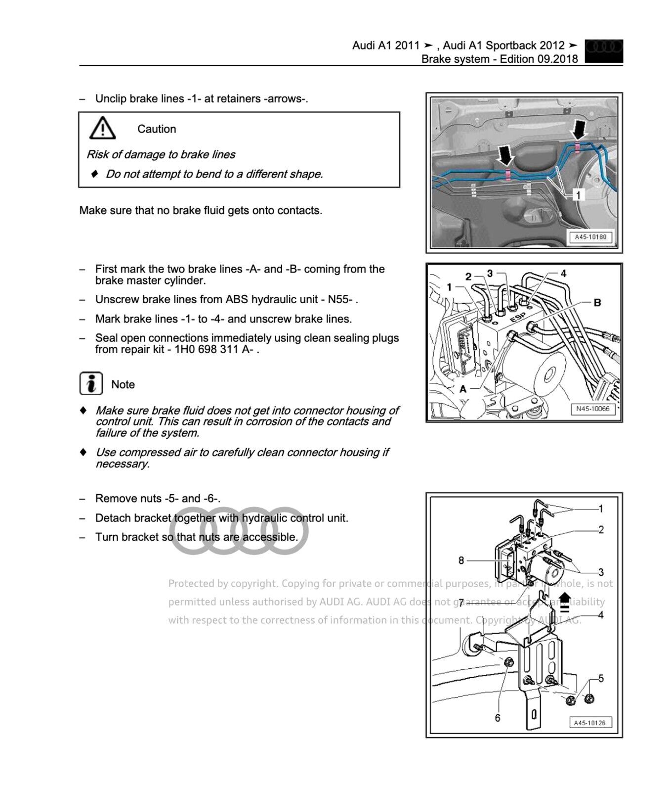 Audi A1 (8X) 2010-2018 workshop manual repair manual