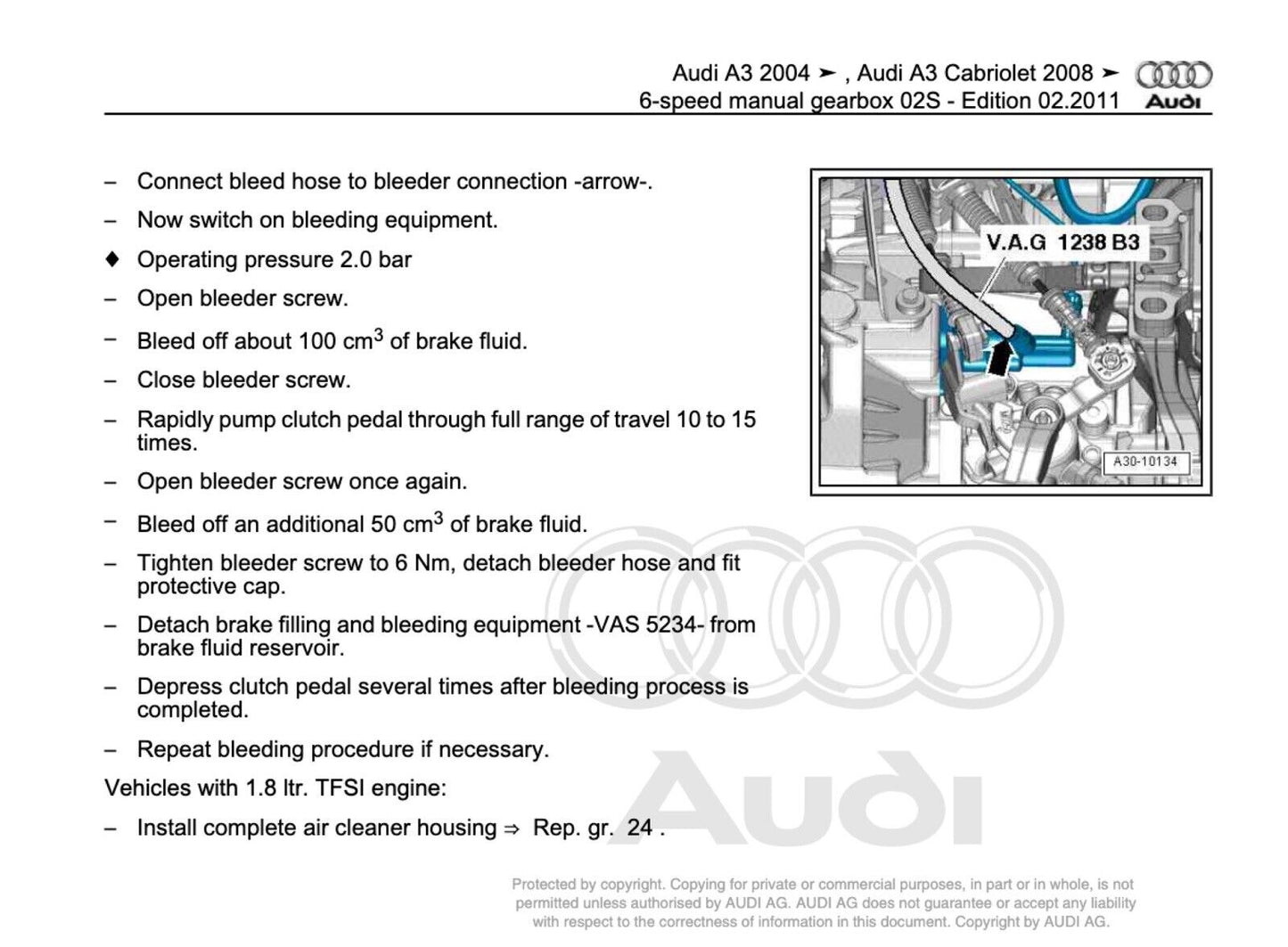 Audi A3 (8P) 2003-2008 manuale riparazione