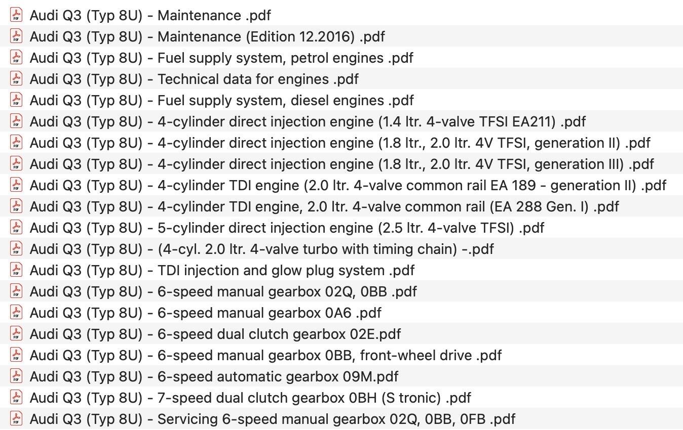 Audi Q3 (U86) 2011-2018 manuale riparazione