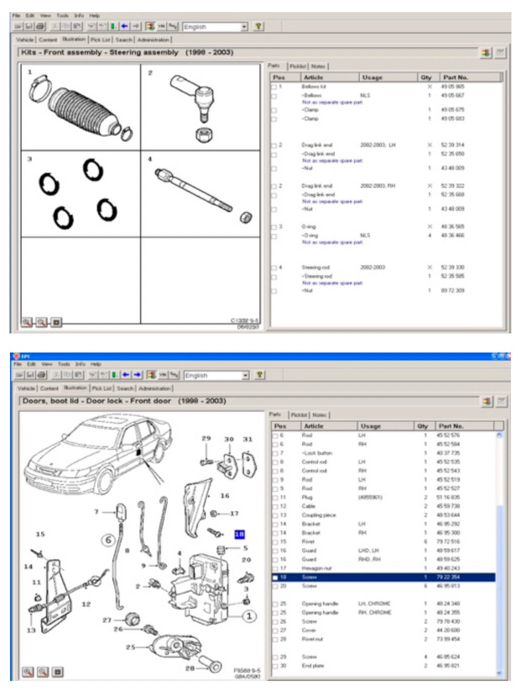 Saab EPC 01/2013 ricambi spare catalogue