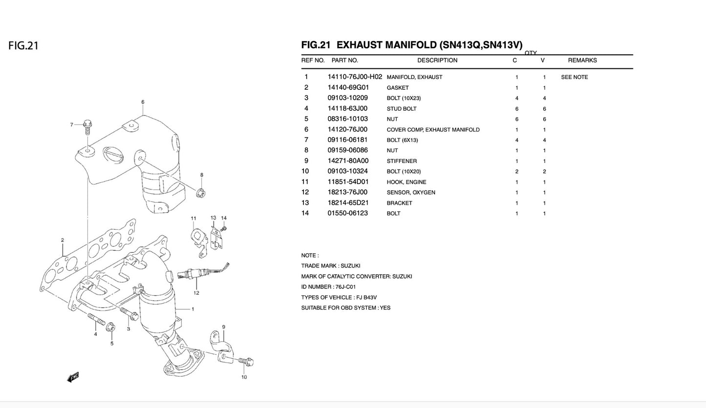 Suzuki Jimny/Santana catalogo ricambi spare parts