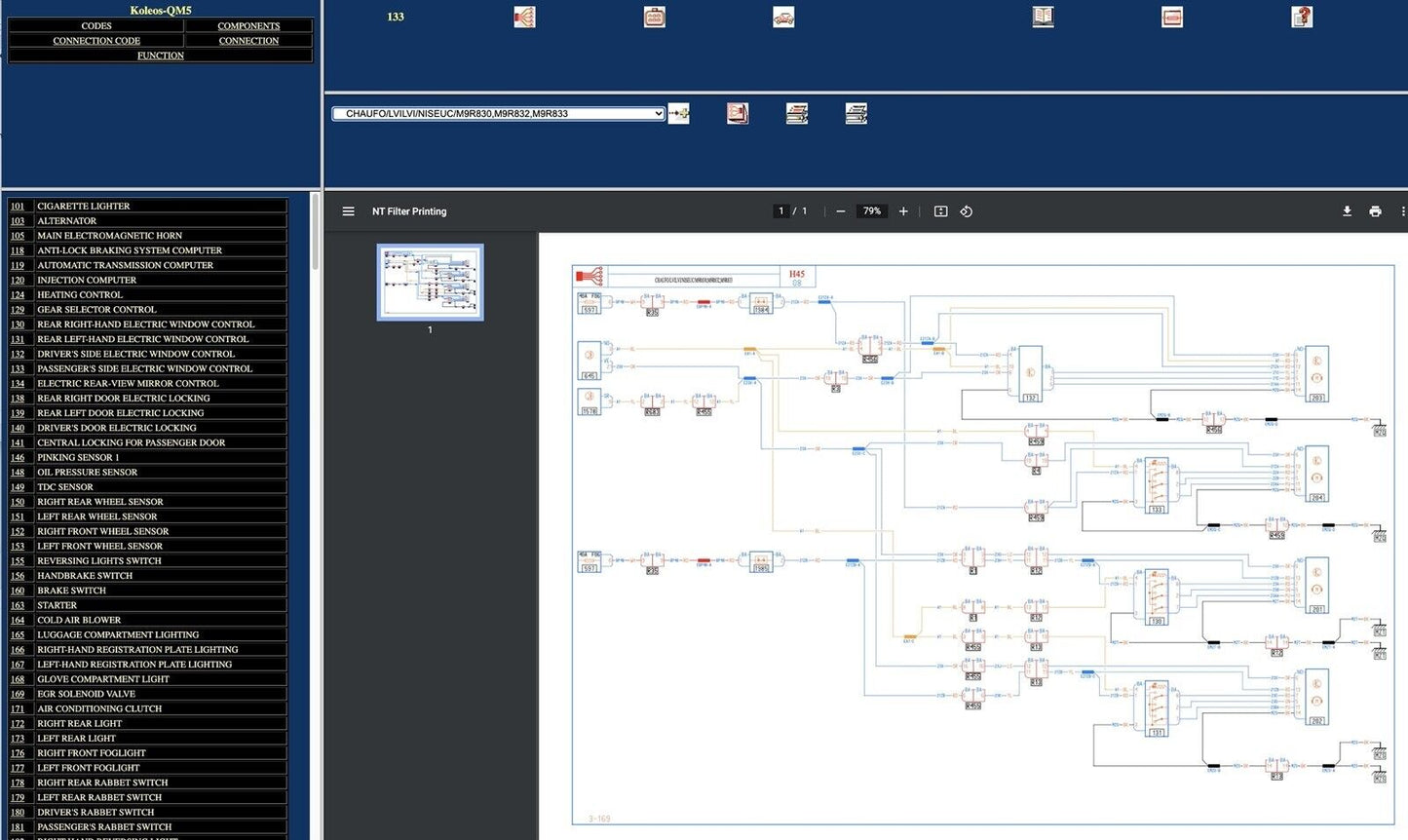 Renault Koleos H45 schemi elettrici - wiring