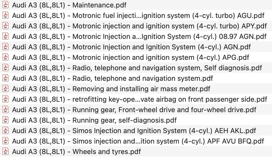 Audi A3 (8L) 1997-2003 repair manual