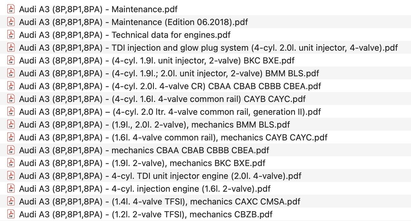 Audi A3 (8P) 2003-2008 repair manual