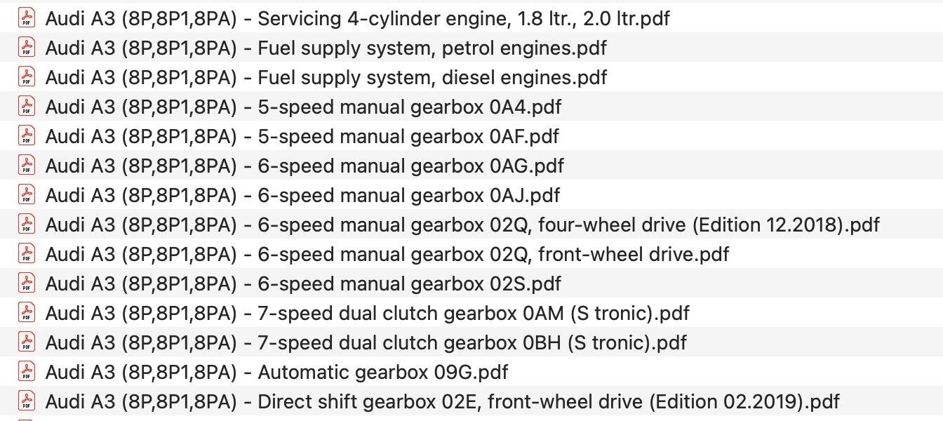 Audi A3 (8P) 2003-2008 repair manual