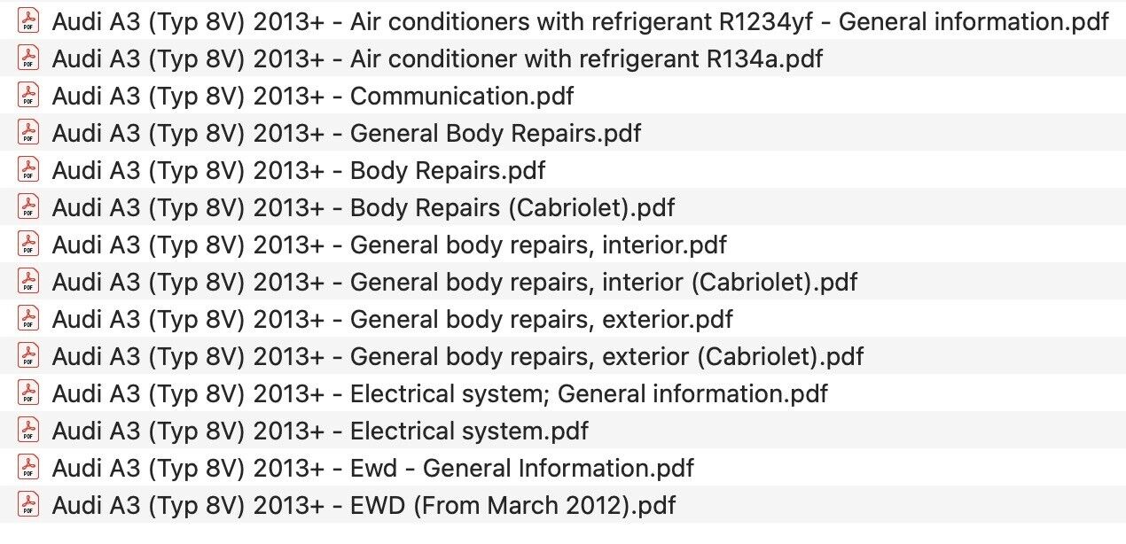 Audi A3 (8V) 2013-2020 repair manual